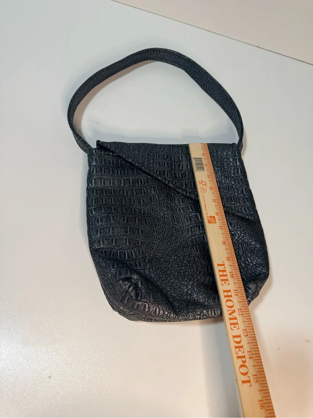 Black Crocodile Embossed Shoulder Bag Handbag